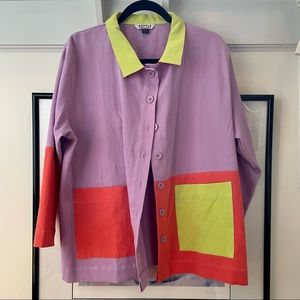 Nettle studios blocked chore coat in sherbert size OS minus